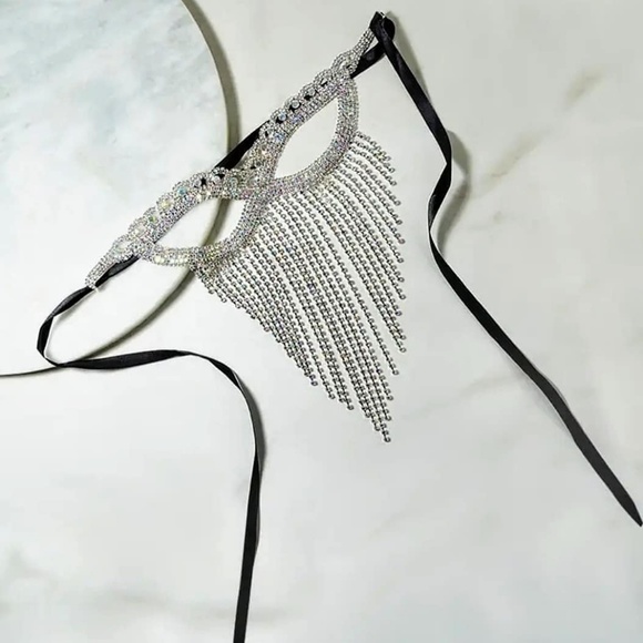 Bling Rhinestone Fringe Mask - Picture 2 of 3